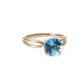 Candy Color Xpression ring roségoud met swiss ocean blue topaas