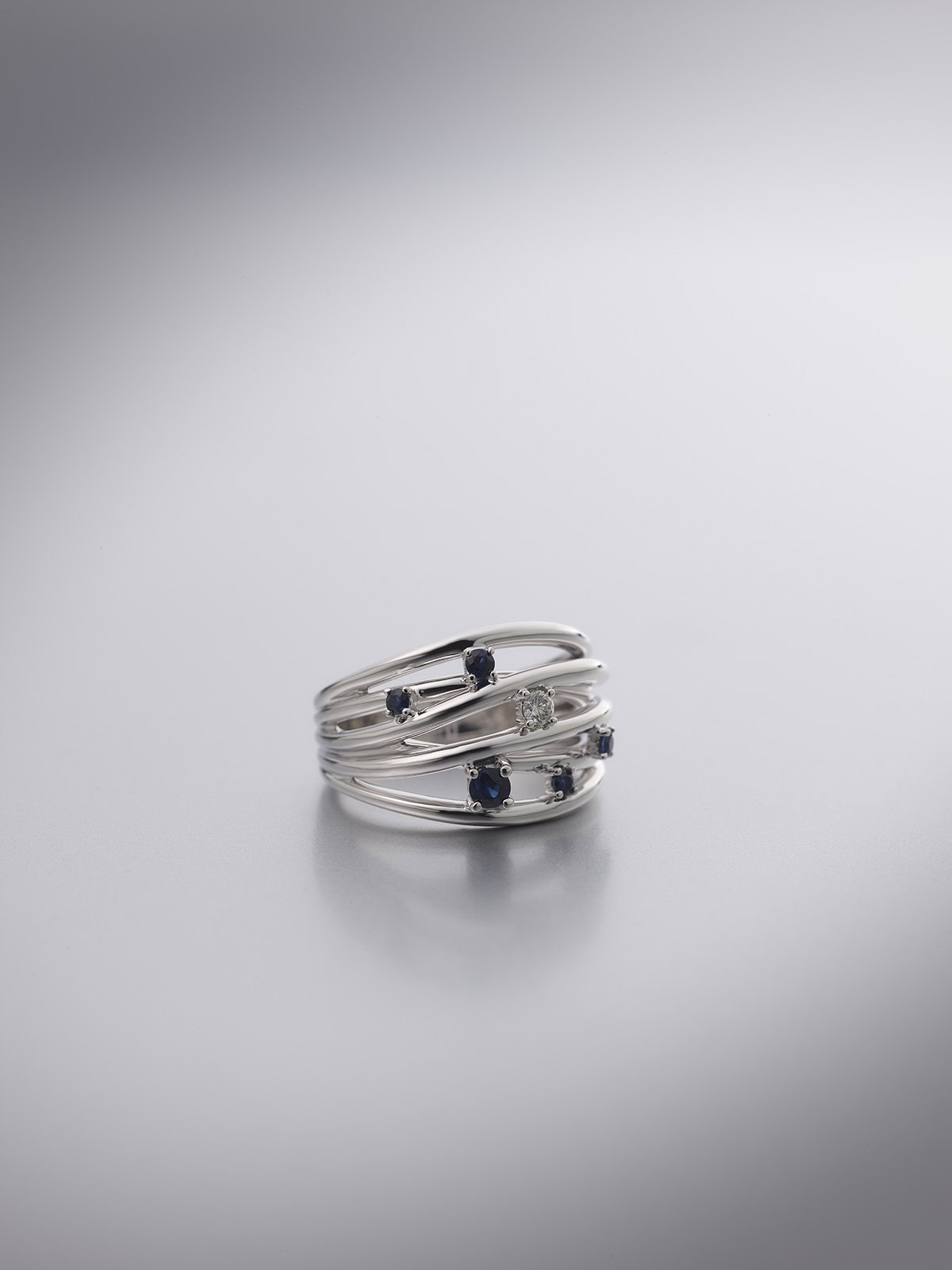 Star ring witgoud blauw saffier - Afbeelding 2