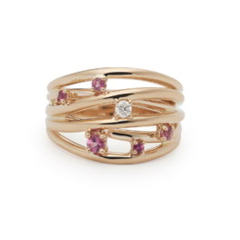 Star ring roségoud roze tourmaline