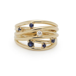 Star ring geelgoud blauw saffier