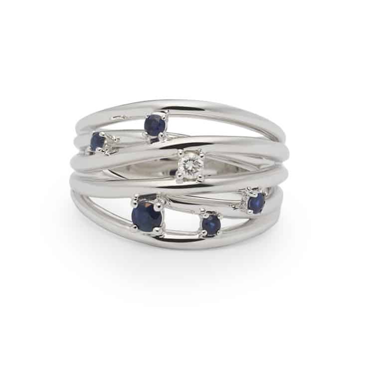 Star witgoud blauw saffier