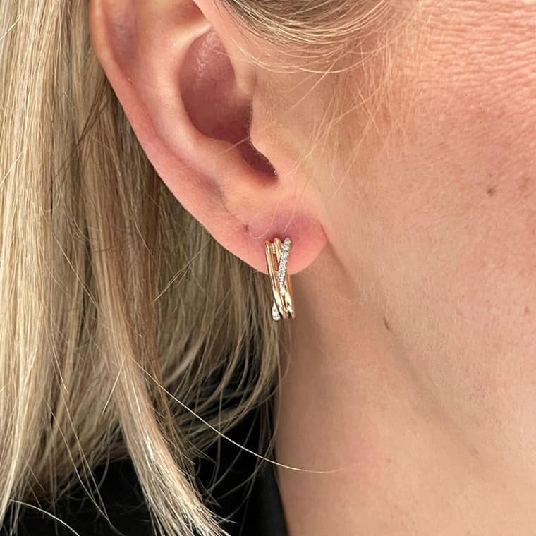 Elegant Xpression Diamond creolen small witgoud - Afbeelding 2