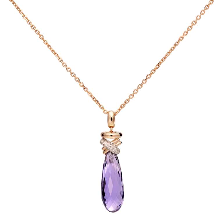 Joy Xpression Amethist collier rosegoud