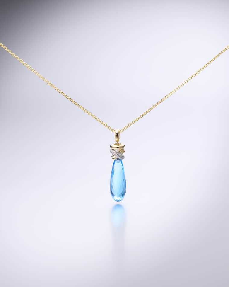 Joy Xpression Swiss Ocean Blue Topaas collier geelgoud - Afbeelding 2