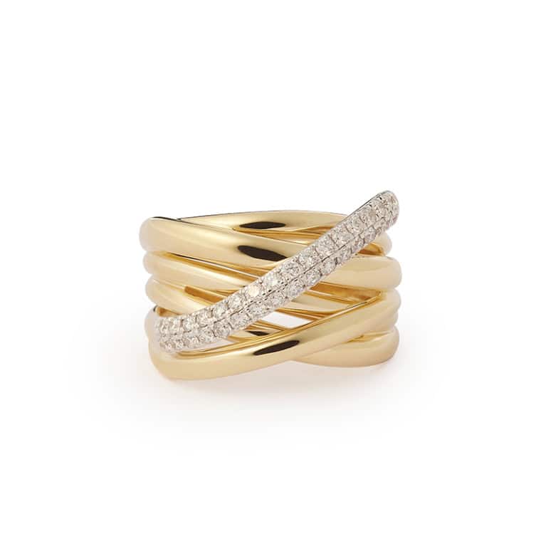 Bold Diamond Xpression één baan ring geelgoud