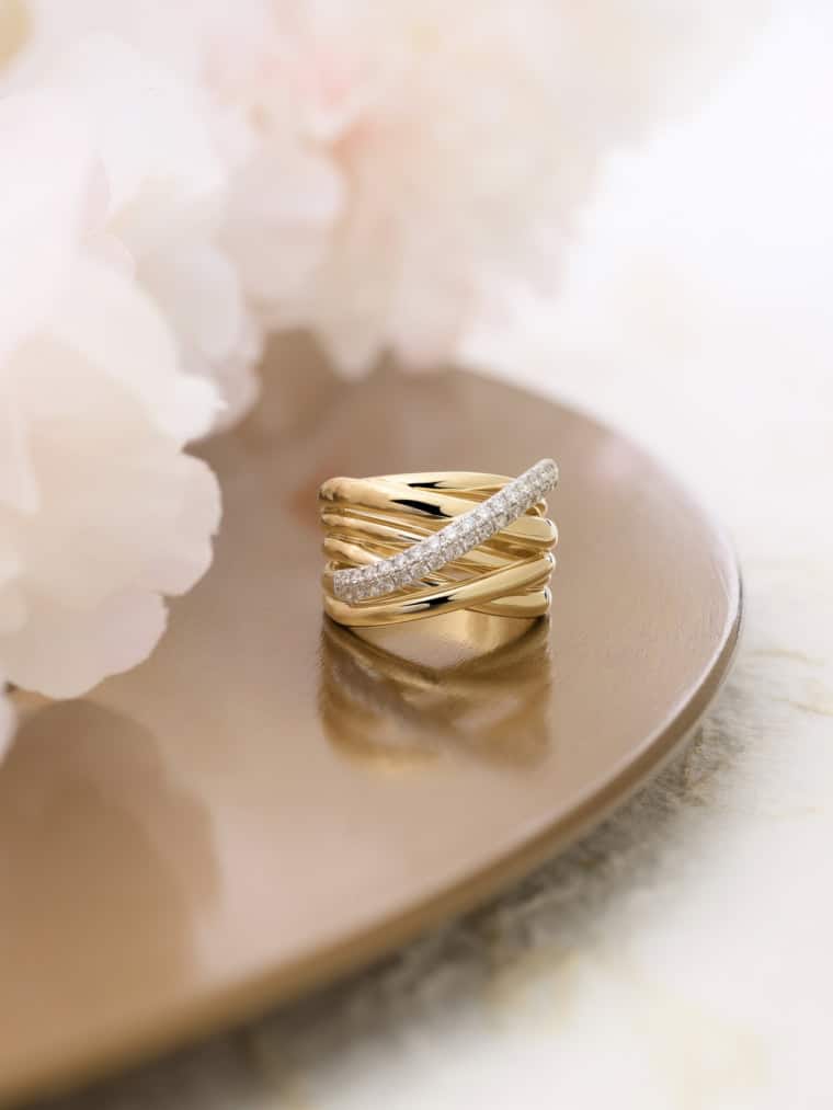 Bold Diamond Xpression één baan ring geelgoud - Afbeelding 2