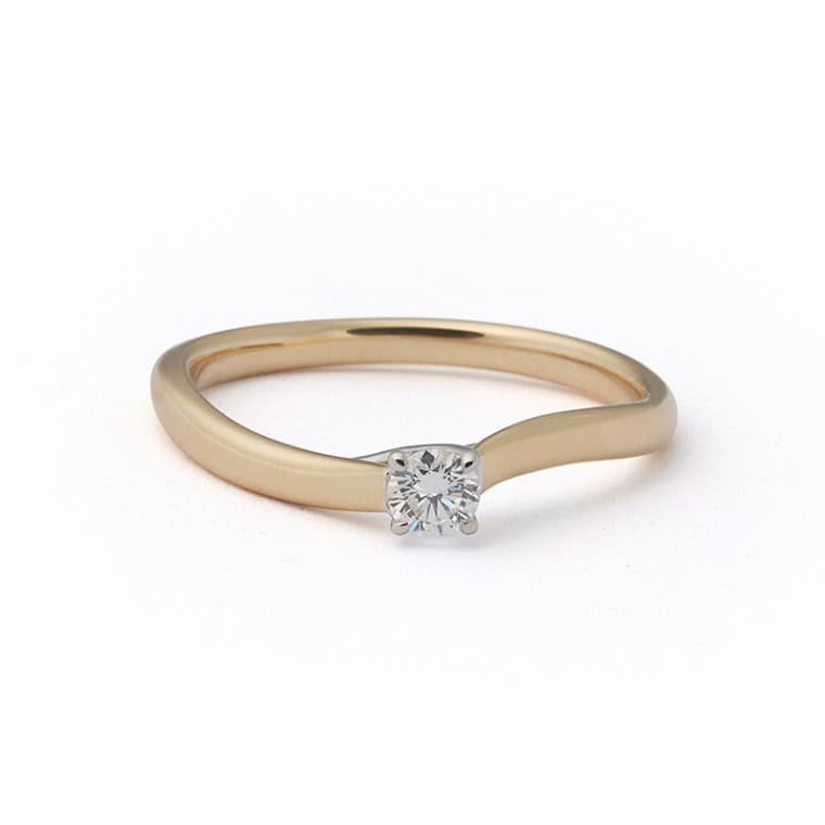 Wave Xpression Solitaire ring small geelgoud
