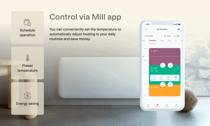 Mill steel Wifi paneelverwarming PA900WIFI3MP - Afbeelding 16