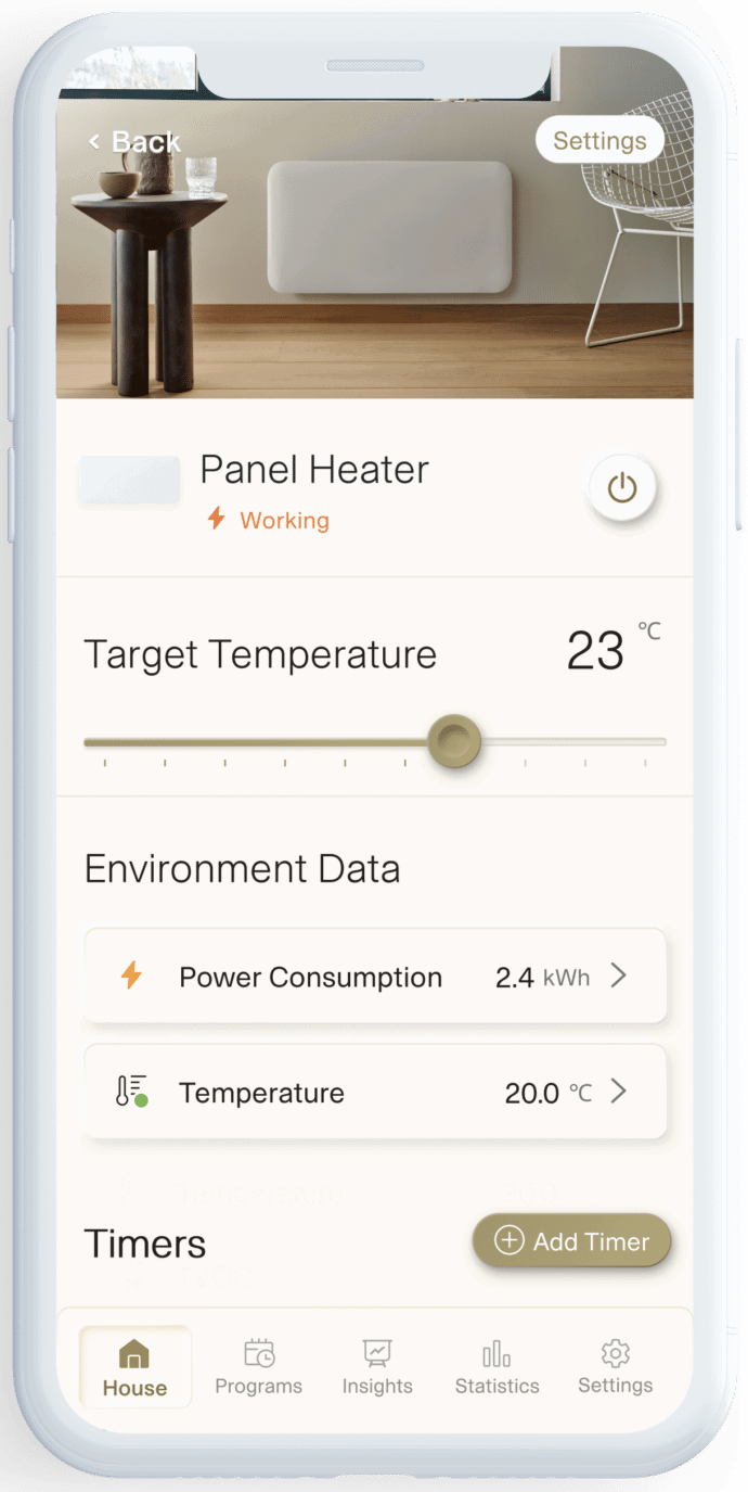 Mill steel WiFi paneelverwarming PA1500WIFI3A met voet - Afbeelding 11