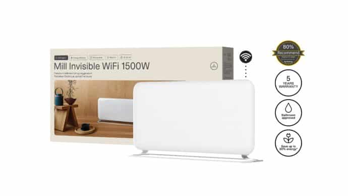 Mill steel WiFi paneelverwarming PA1500WIFI3A met voet - Afbeelding 9