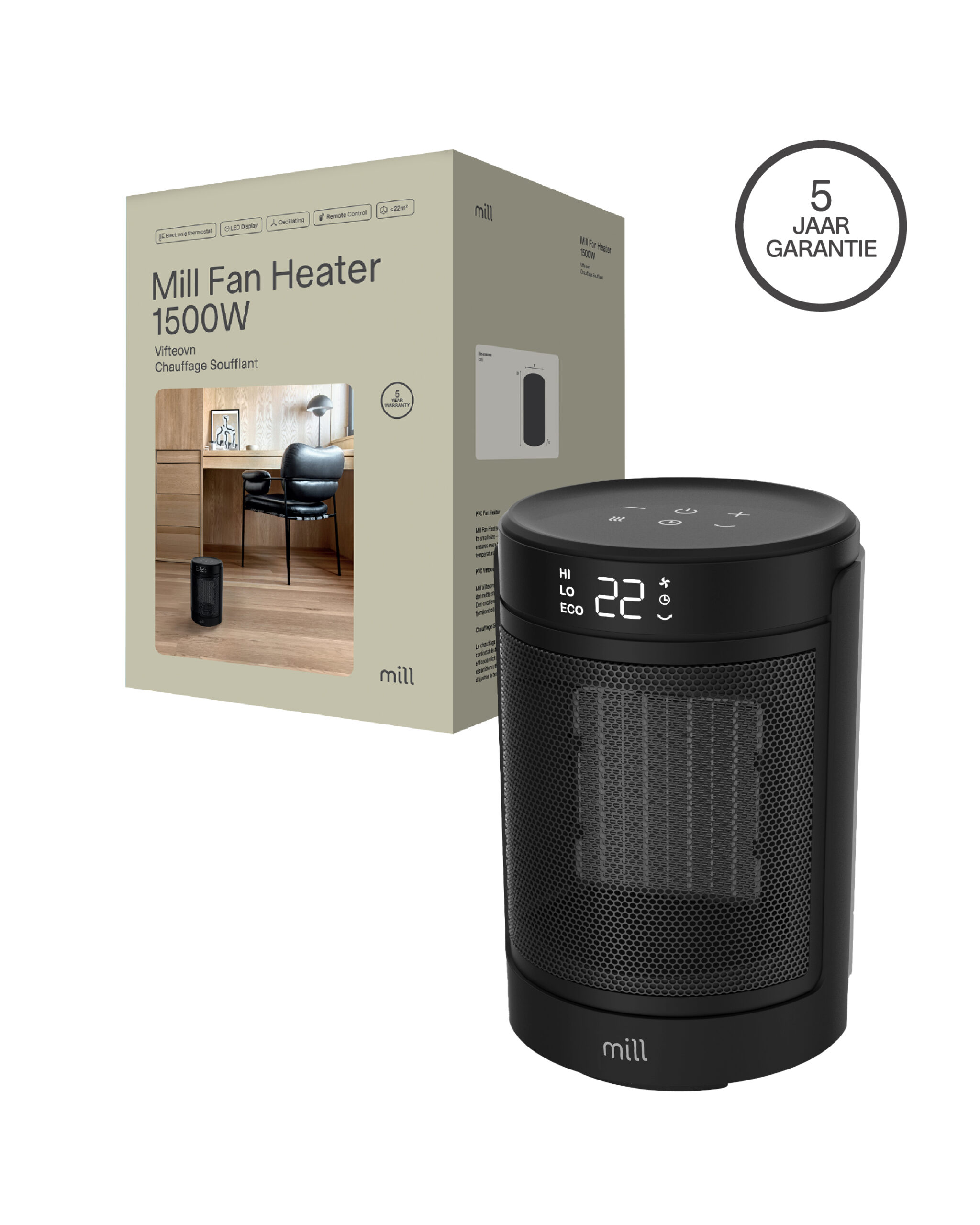 Mill ventilatorkachel FH1500Black - Afbeelding 2
