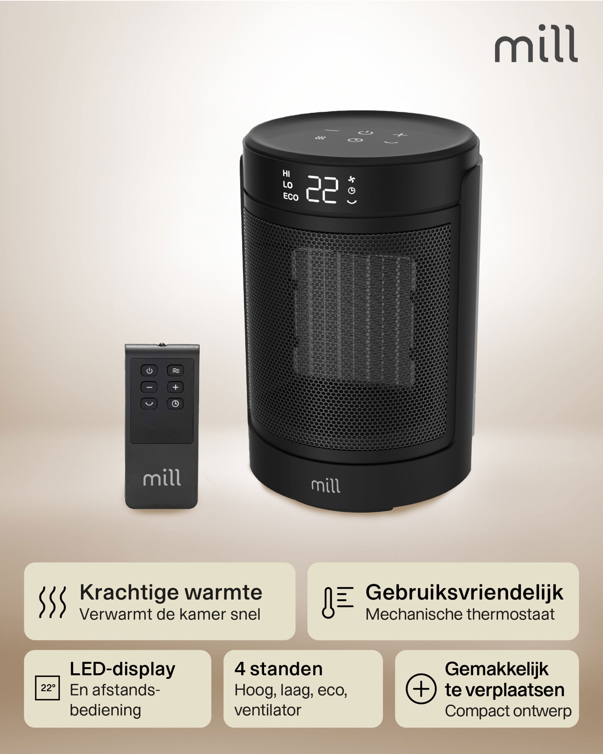 Mill ventilatorkachel FH1500Black - Afbeelding 4