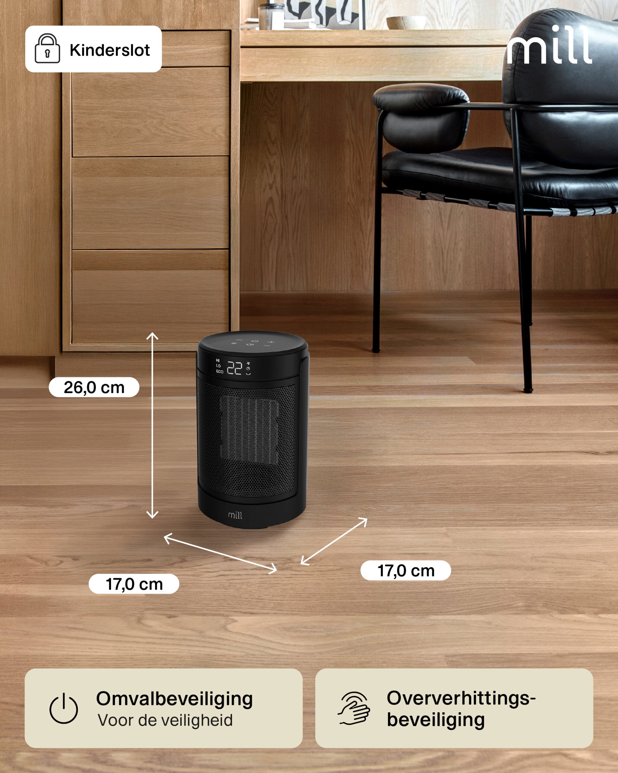 Mill ventilatorkachel FH1500Black - Afbeelding 5