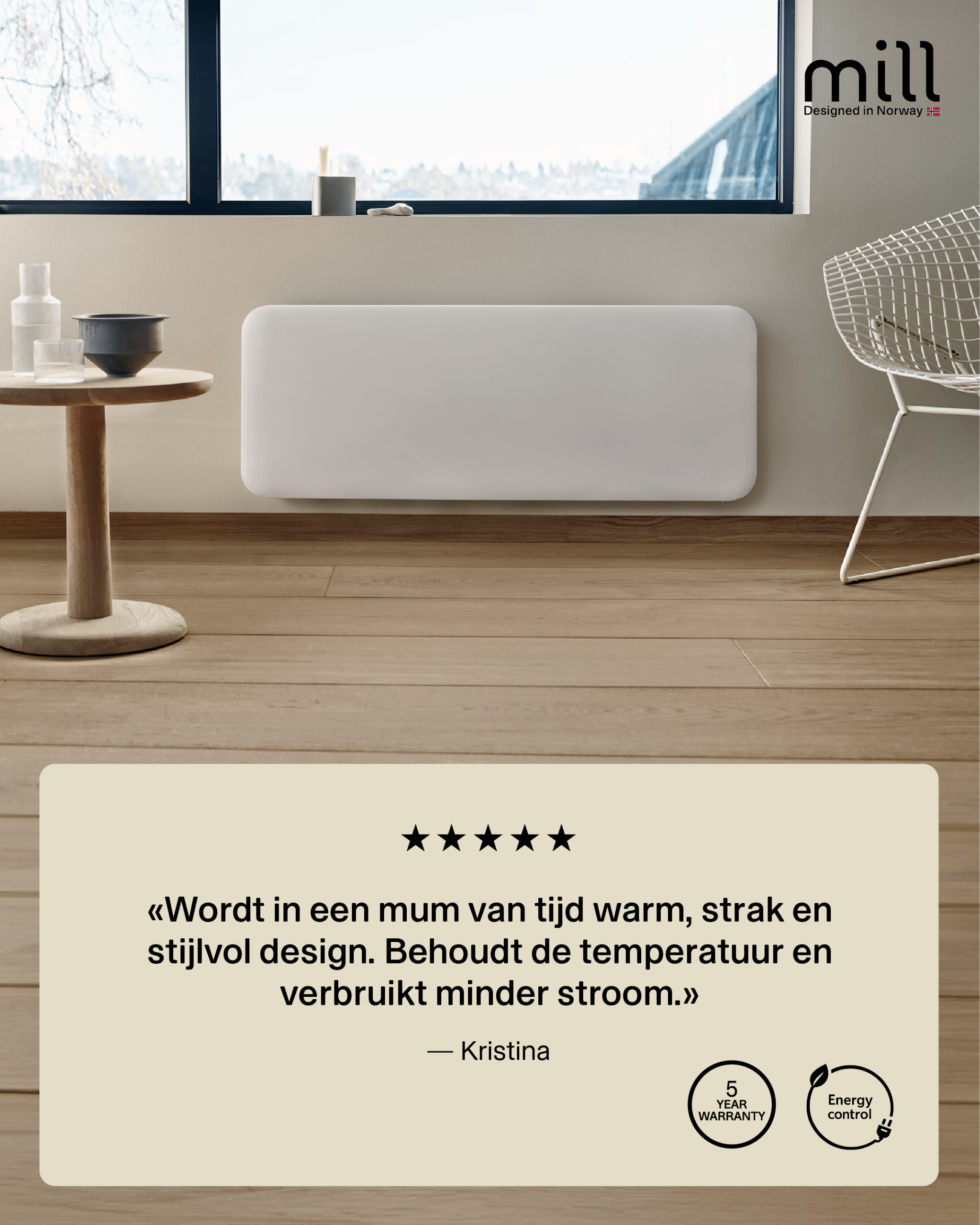 Mill steel WiFi paneelverwarming PA2000WIFI4A met voet - Afbeelding 21