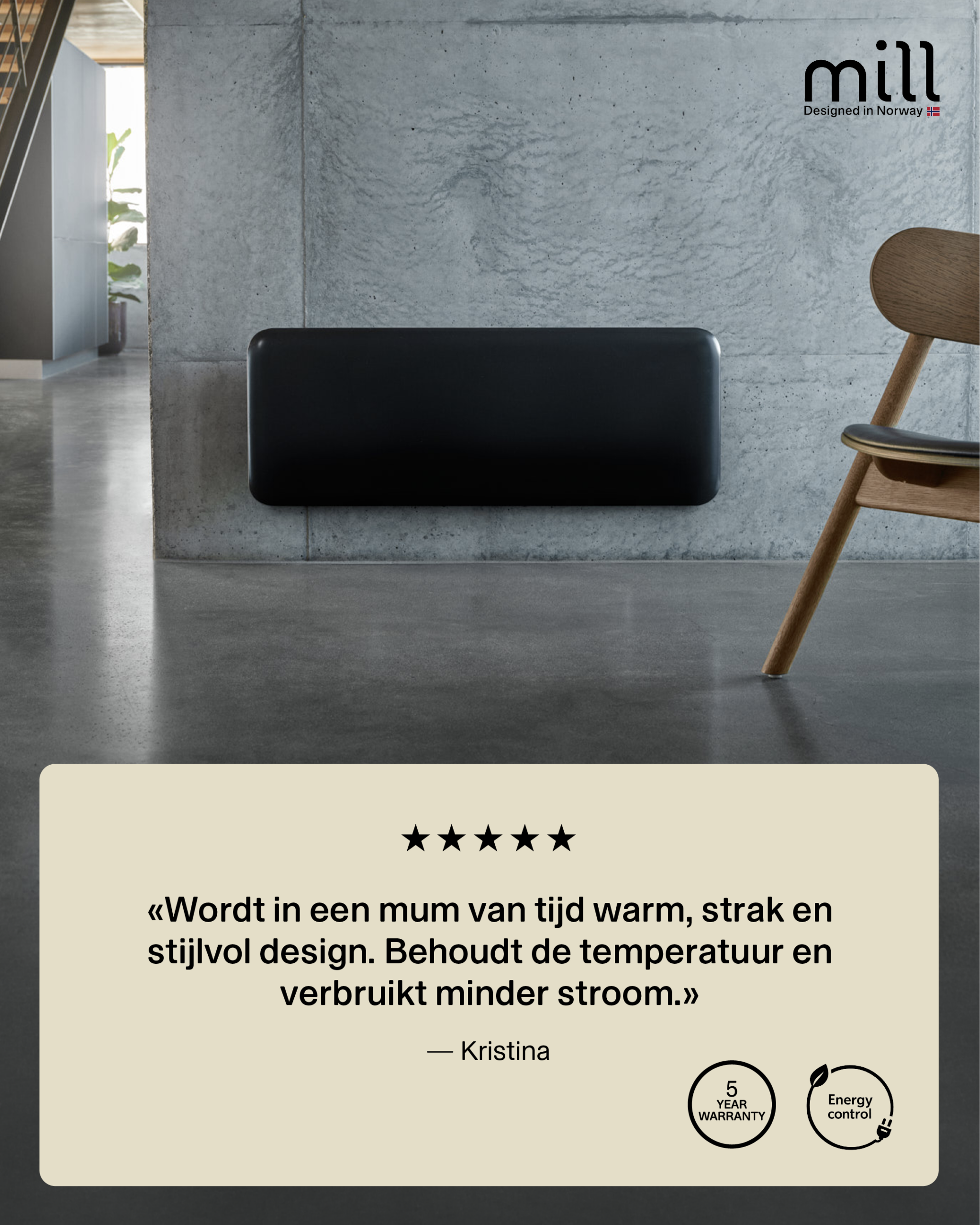 Mill steel WiFi paneelverwarming PA2000WIFI4A Black met voet - Afbeelding 7