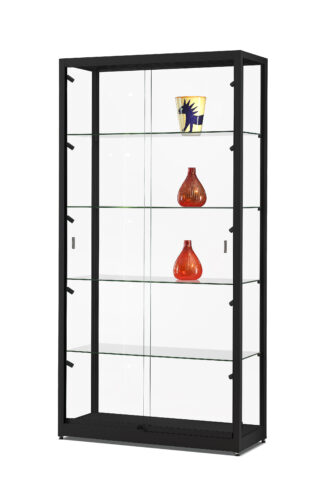 vitrine 1 meter zwart met klikspots op rail