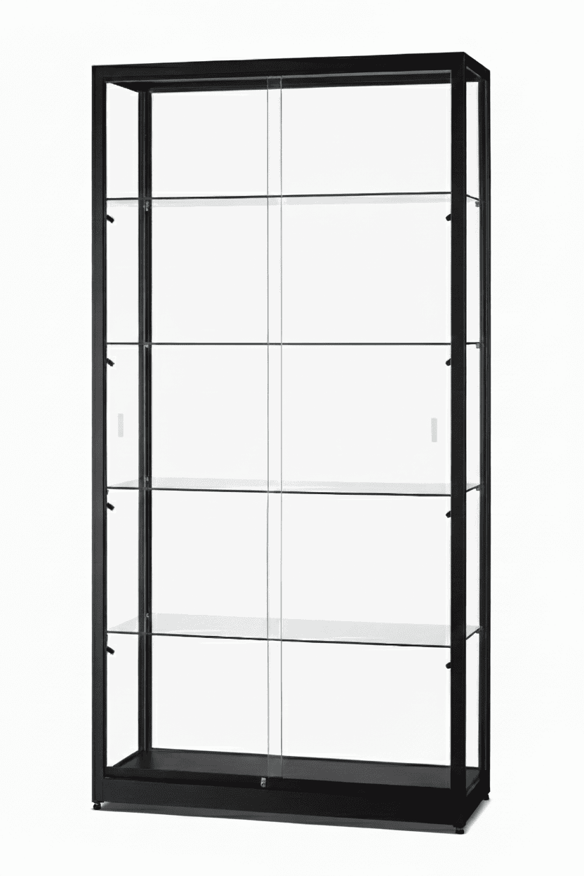 Vitrinekast 311 H 1000 Zwart met LED-railverlichting