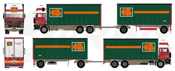 ARTNR 83558 DAF 2800 TOPSLEEPER MET 2 ASSIGE SCHAMELAANHANGER ZIJDERLAAN € 185,00