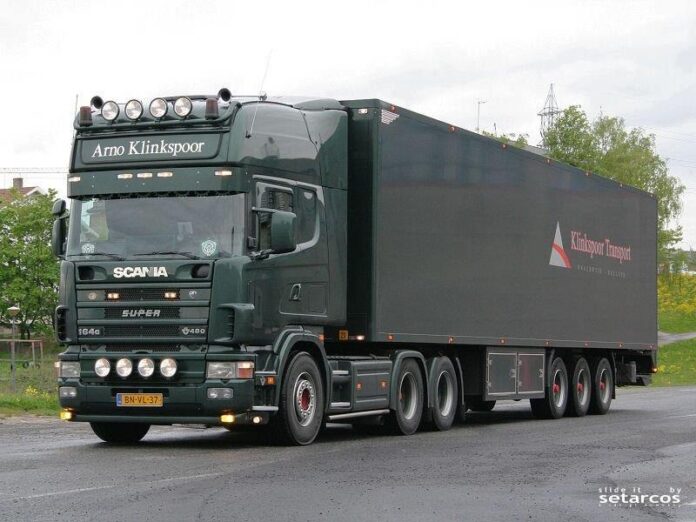 SCANIA  164-480 TOPLINE 6X2 SDLEEPAS MET 3 ASSIGE KOELOPEGGER ARNO KLINKSPOORBLOEMEN EN GROENTEN - Afbeelding 3