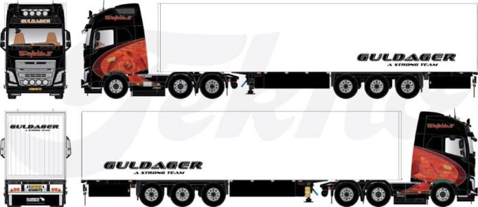 VOLVO FH 04 GLOBETROTTER XL 6X2 MET 3  ASSIGE KASTEN OPLEGGER GULDAGER  DOLPHIN 2 - Afbeelding 3