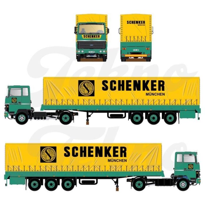 FORD  TRANSCONTINENTAL 4X2 MET KLASSIEKE HUIFTRAILER   SCHENKER - Afbeelding 2