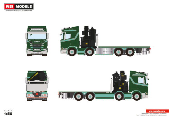 TM HANSEN; SCANIA R NORMAL CR20N RIGED FLATBED TRUCK 8X2 TAG AXLE WITH PALFINGER PK 92002 SH + JIB - Afbeelding 5