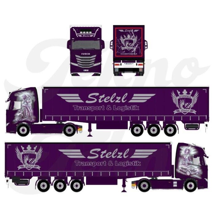 IVECO S-WAY MET 3 ASSIGE SCHUIFZEILEN OPLEGGER  STELZL - Afbeelding 3
