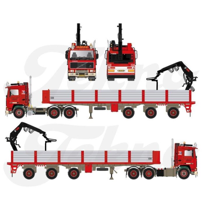 VOLVO F 16 6X2 TREKKER MET 3 ASSIGE STENEN OPLEGGER  H.N. POST  & ZN - Afbeelding 3