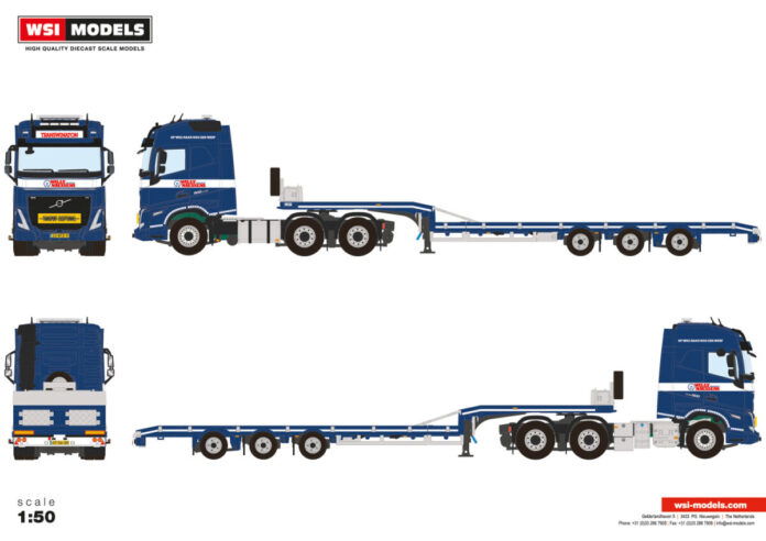 TRANSWINATON; VOLVO FH5 GLOBETROTTER 6X2 TAG AXLE SEMI LOW LOADER - 3 AXLE - Afbeelding 3