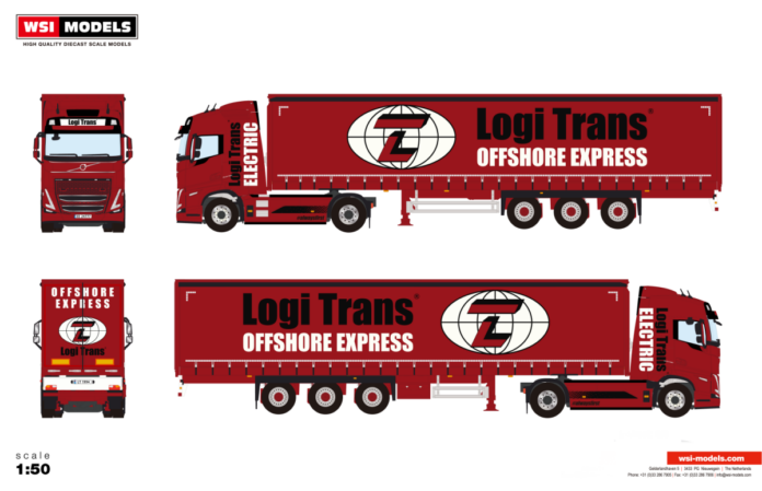 LOGI TRANS; VOLVO FH5 GLOBETROTTER ELECTRIC 4X2 CURTAINSIDE TRAILER - 3 AXLE - Afbeelding 5
