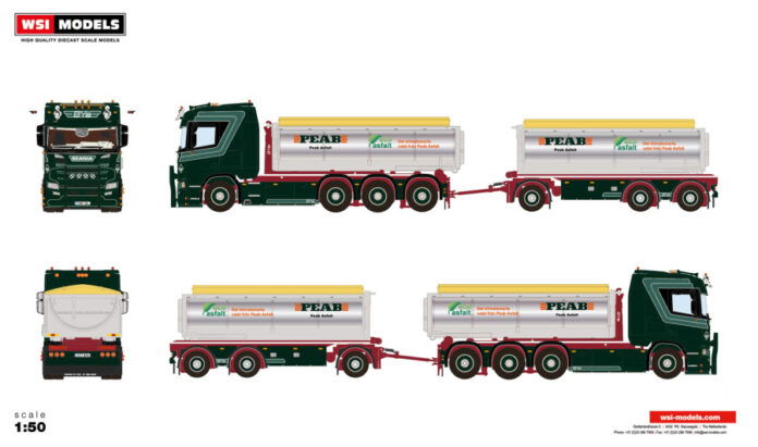 BYe Peab Asfalt; SCANIA R NORMAL CR20N RIGED TRUCK WITH HOOKLIFT SYSTEM 8X4 HOOKLIFT CONTAINER DRAWBAR TRAILER - 3 AXLE + ASPHALT CONTAINER - Afbeelding 5