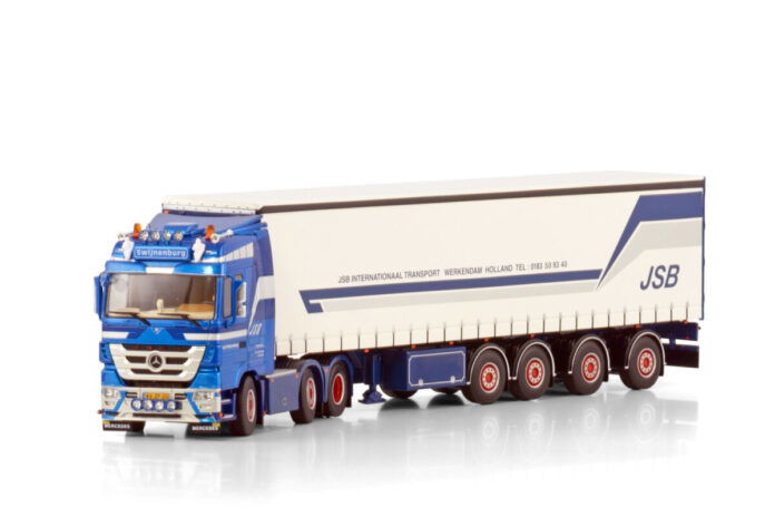 JSB SWIJNENBURG; MERCEDES-BENZ ACTROS MP3 LH 6X2 TWIN STEER CURTAINSIDE TRAILER - 4 AXLE