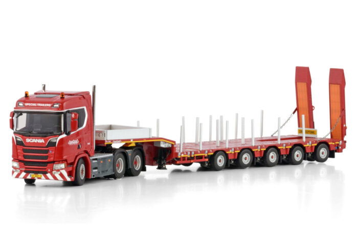 NOOTEBOOM RED LINE; SCANIA R NORMAL CR20N 6X4 MANOOVR MET GIEKSLEUF - 5 AXLE