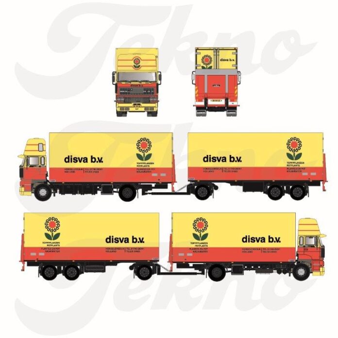 DAF 2800  TOPSLEEPER MOTORWAGEN MET 3 ASSIGE AANHANGER  DISWA BLOEMEN EN GROENTEN - Afbeelding 4
