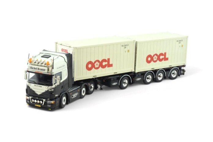 SCANIA 4 SERIES TOPLINE 6X2 MET 2X 20 FT REEFER CONTAINER MICHEL KRAMER