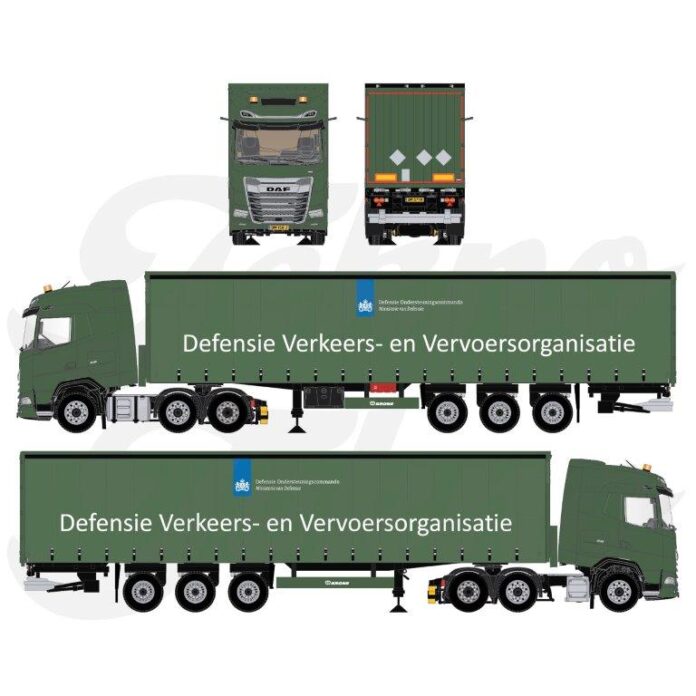 DAF XG 6X2 MET 3 ASSIGE SCHUIF ZEILEN OPLEGGER DEFENSIE  DVVO - Afbeelding 3