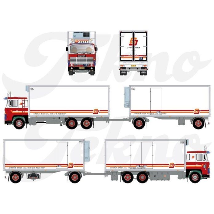 SCANIA 141 MOTORWAGEN MET 2   ASSIGE AANHANGER  CJ TRANSPORT - Afbeelding 2