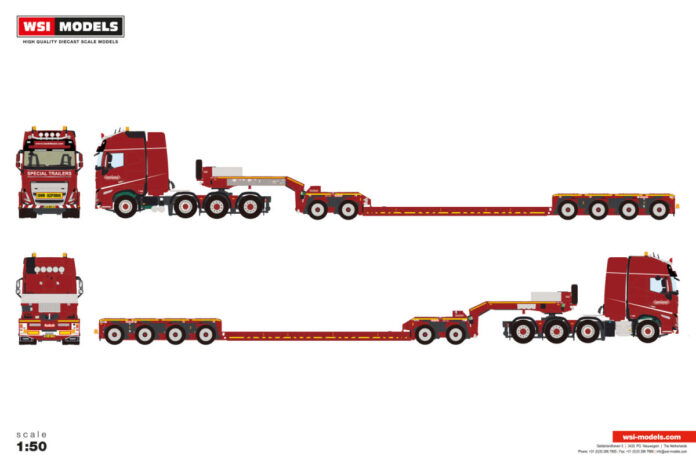 NOOTEBOOM RED LINE; VOLVO FH5 GLOBETROTTER XL 8X4 LOW LOADER WITH DOLLY 2 AXLE - 6 AXLE