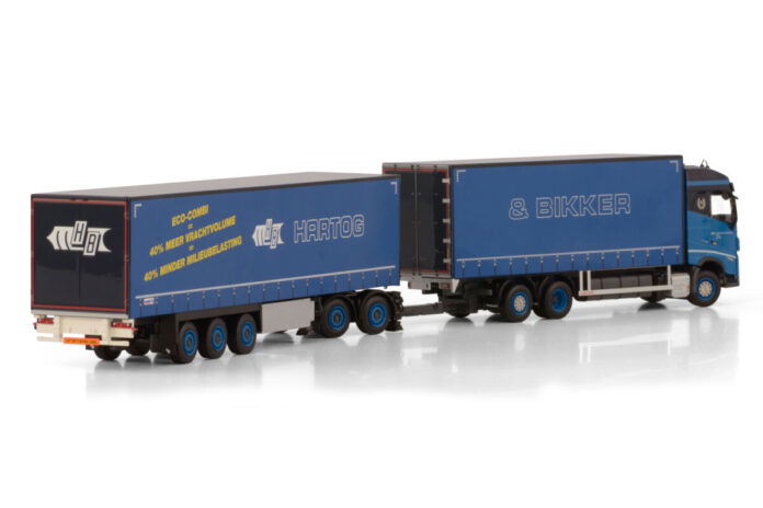 HARTOG & BIKKER; VOLVO FH5 GLOBETROTTER RIGED CURTAINSIDE TRUCK 6X2 TAG AXLE CURTAINSIDE TRAILER - 3 AXLE + DOLLY LOW - Afbeelding 4