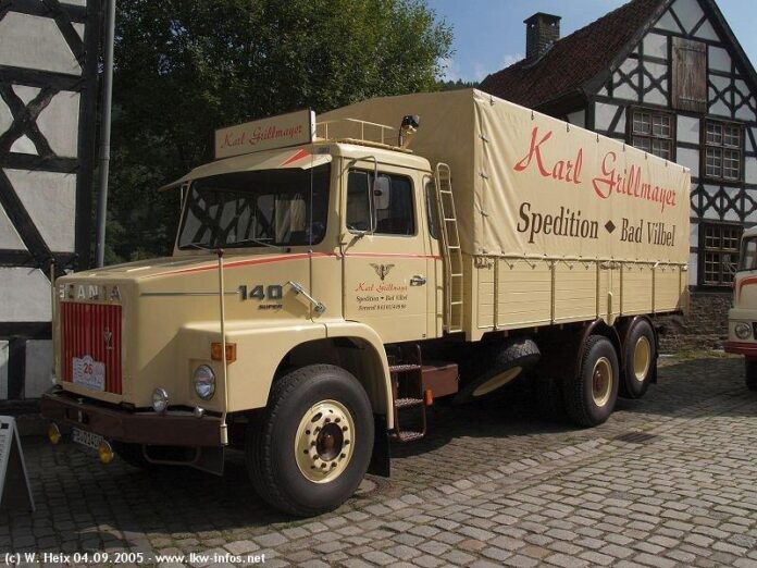 SCANIA 140 TORPEDO MOTORWAGEN AANHANGER MET KLASSIEKE HUIFOPBOUW  GRILLMAYER - Afbeelding 4