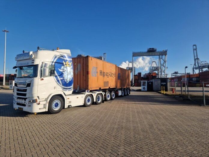 SCANIA NEXT GEN R 530 MET 5 AXLE  CONTAINER CHASSIS MET 2X20 FT CONTAINER  SNEEPELS - Afbeelding 5