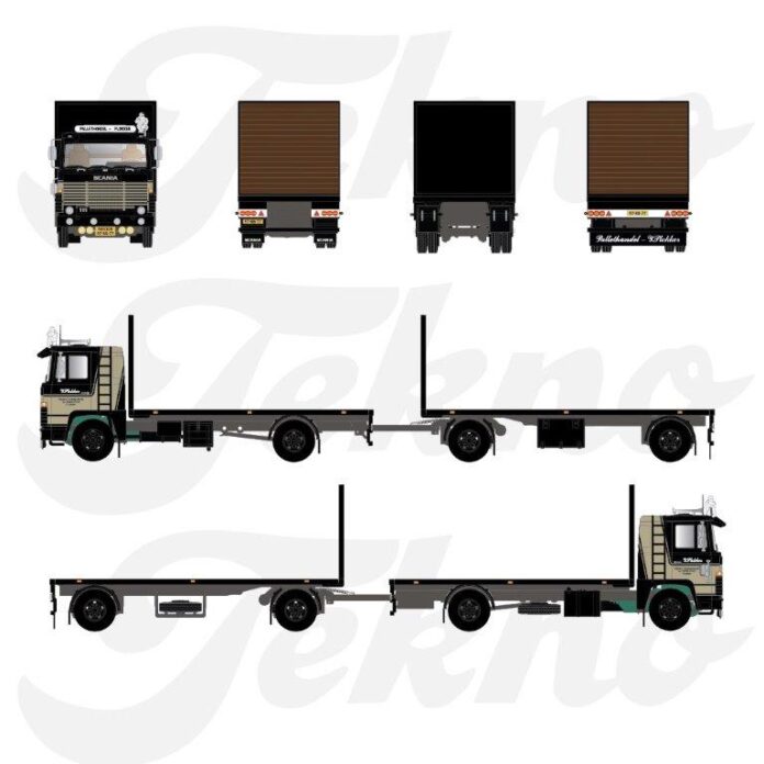 SCANIA  111  4X2  MOTORWAGEN MET VLAKKE AANHANGER  PLOKKER PALLETS - Afbeelding 3