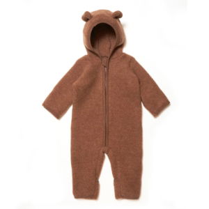Huttelihut suit pakje onesie wol met oortjes caramel duurzame kinderkleding