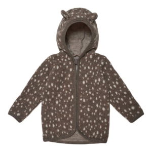 Huttelihut jasje wol bruin gestipt met oortjes duurzame kinderkleding