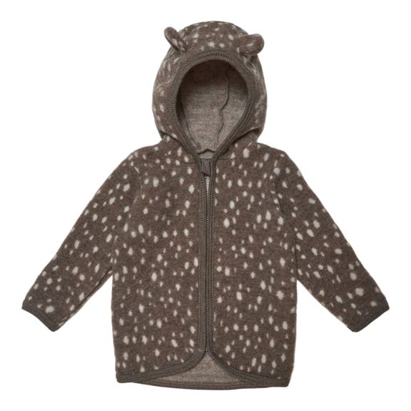 Huttelihut jasje wol bruin gestipt met oortjes duurzame kinderkleding