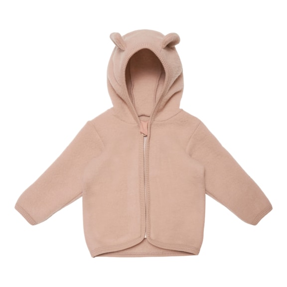 Huttelihut jasje wol fleece met oortjes oud roze duurzame kinderkleding