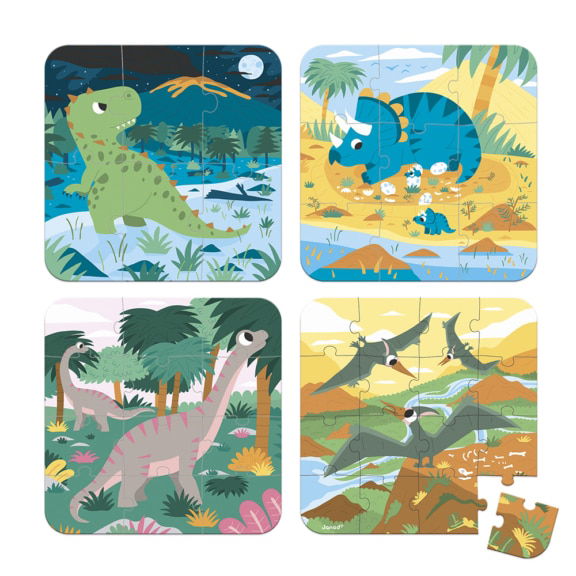 Janod - 4 puzzels Dinosaurus - Afbeelding 2