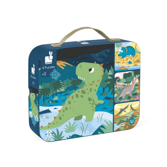 Janod - 4 puzzels Dinosaurus kinderspeelgoed cadeau
