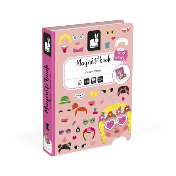 Janod - Magnetibook Gekke gezichten meisjes kinderspeelgoed cadeau