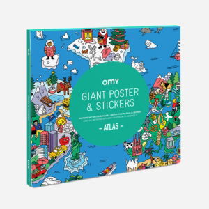 OMY XXL stickerposter atlas zoek en vind wereldkaart